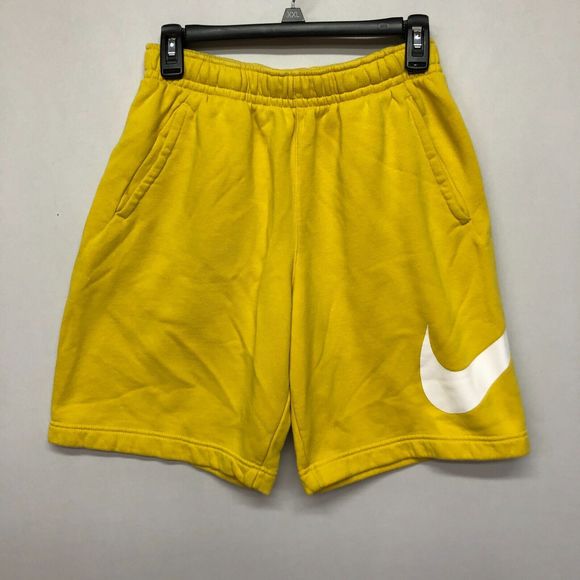 Nike Men Sweat Shorts Size Small Yellow Cotton Blend Big Logo Preppy M124 -7 - Picture 10 of 15